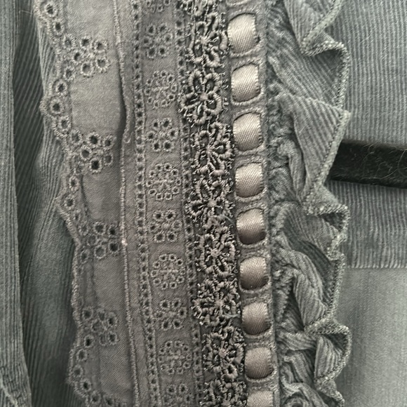 J JILL - corduroy jacket peplum ruffles open vest tie front size small - Picture 6 of 12